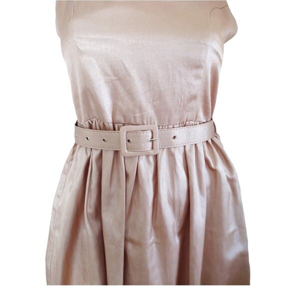 YA Juniors Metallic Champagne Party Dress Size M Simple A-line Basic Prom - Picture 9 of 11